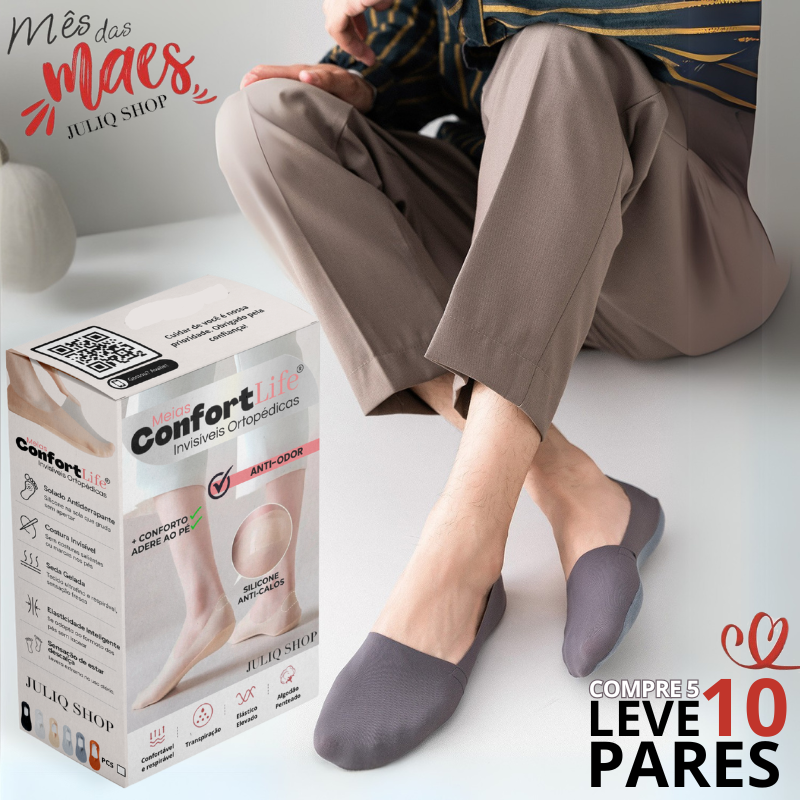 Meias Invisíveis Ortopédicas ConfortLife® -  [SOMENTE HOJE COMPRE 5 LEVE 10 PARES]